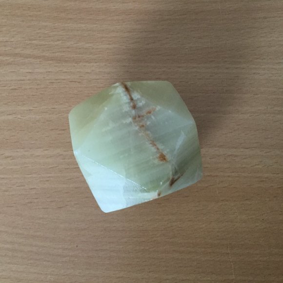 Solid stone paper weight geometric shape green and brown unique decoration - Picture 3 of 6